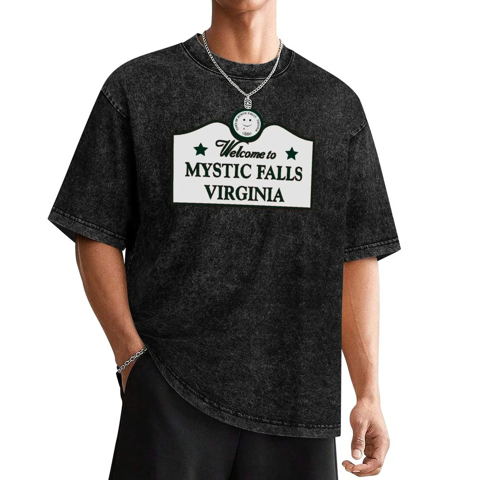 

Welcome to Mystic Falls T-Shirt aesthetic clothes funny shirt cotton cheap stuff mens workout shirts
