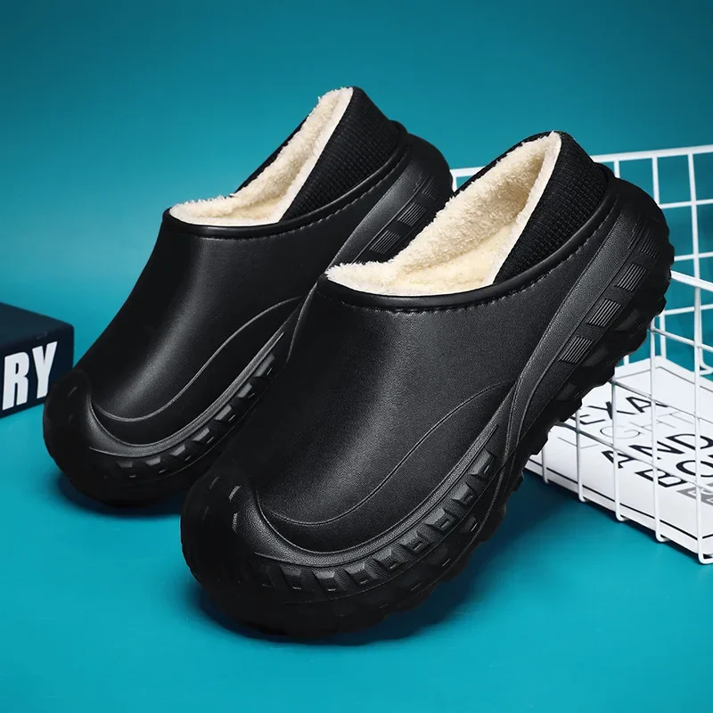 2023 Winter Slippers Men Outdoor Waterproof Warm Sneaker Slippers Women Non-Slip Indoor Plush Home Footwear Thick Platform Shoe