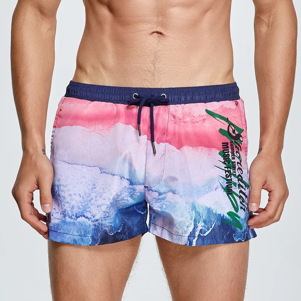 Pantalones cortos de playa holgados con estampado de verano para hombre, pantalones cortos informales para el hogar, pantalones cortos de secado rápido para surf, deportes, correr, bañadores, Sunga Masculina