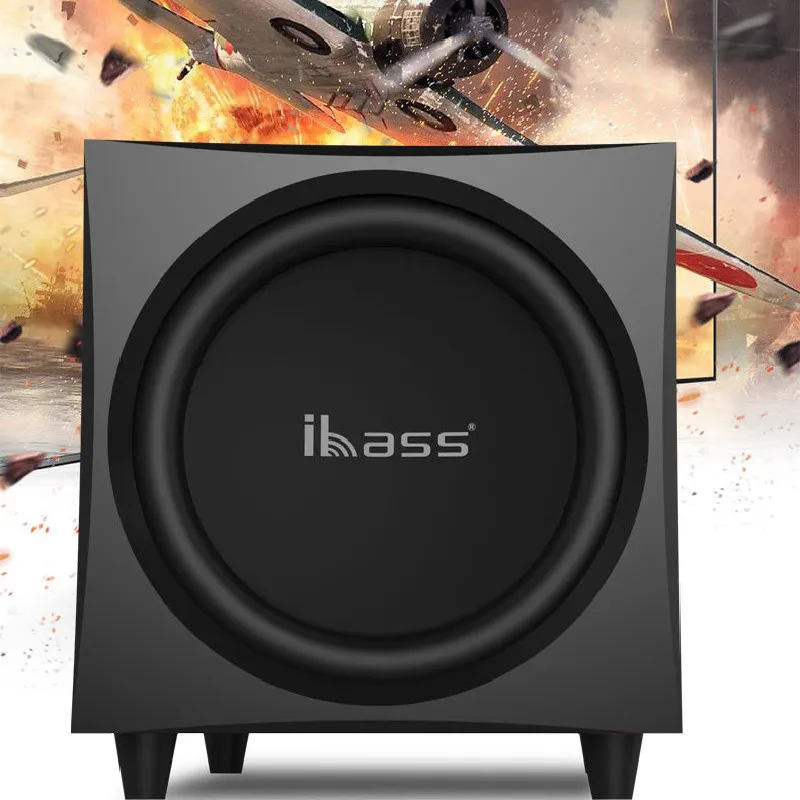 Ibass Active 12 inch 300W Peak Power Subwoofer With Echo Wall Amplifier Bookshelf 2.0 Audio Home Theater Music Center Boombox