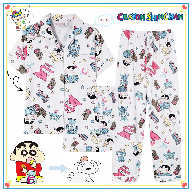 Summer Cartoon Pajam Crayon Boy Shin C-Chan Spring and Autumn Home Clothes Comfortable Trendy Fashion Student Pajama Set Gift