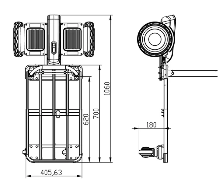 130kg Lithium Battery Type Electric Hand Trolley for Logistics Warehousing Material Handling Foldable Hand Trolley view 6