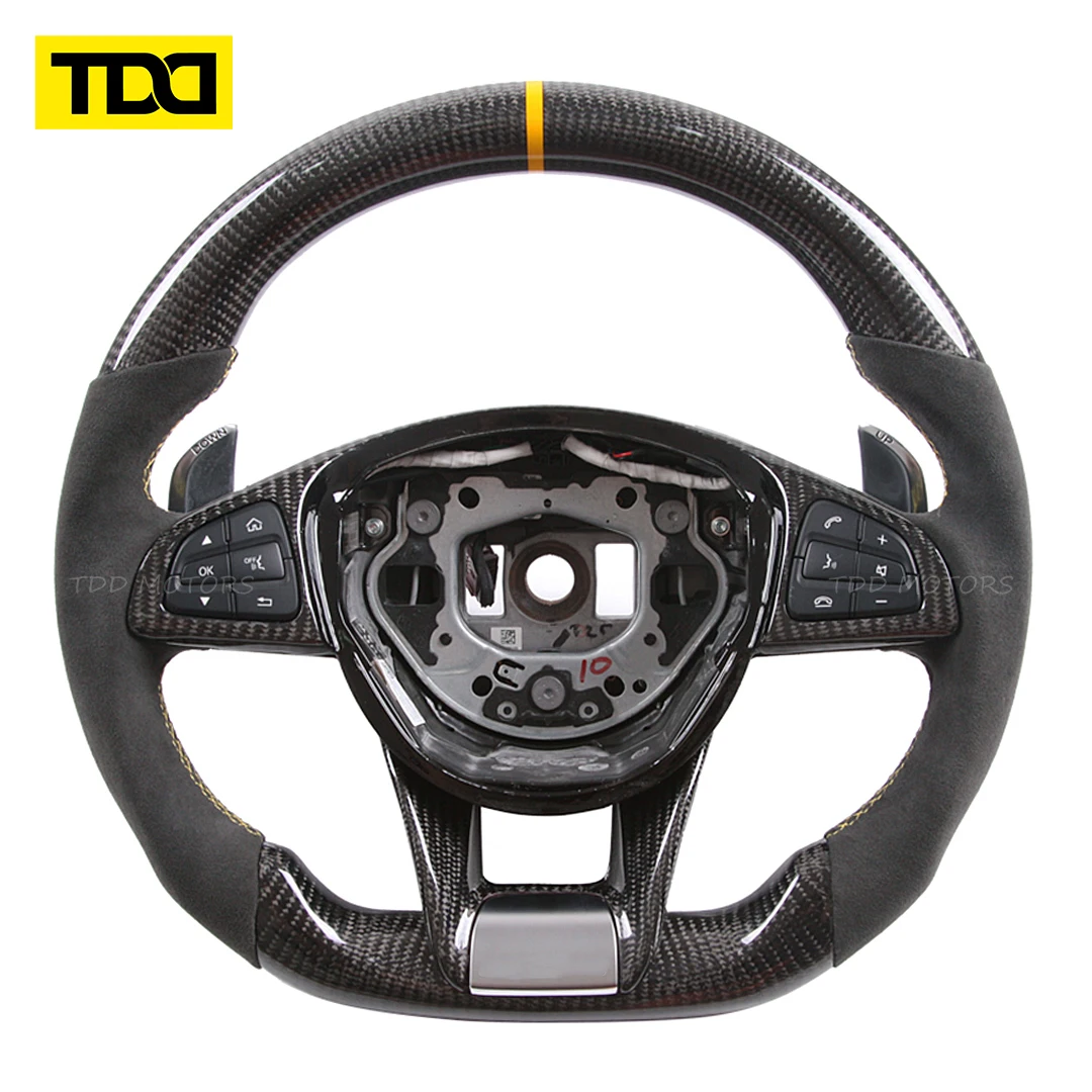 عجلة قيادة TDD 100% من ألياف الكربون الحقيقية لسيارة Mercedes-benz GLC GLE450 C63 C450 E63 W204 W205 W213 A250 AMG Sport إلخ