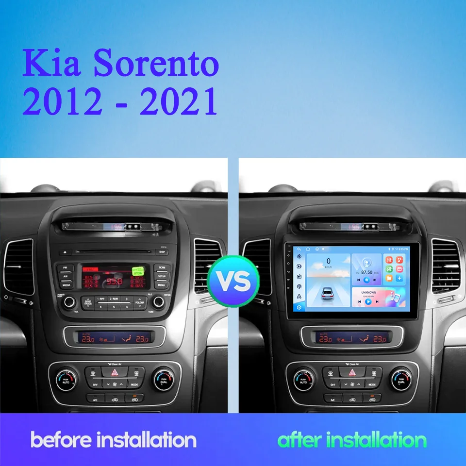 Android 14 128G For Kia Sorento 2012 - 2021 Auto Radio Stereo Video Multimedia Player GPS Navigation Monitor 4G Lte WiFi Carplay