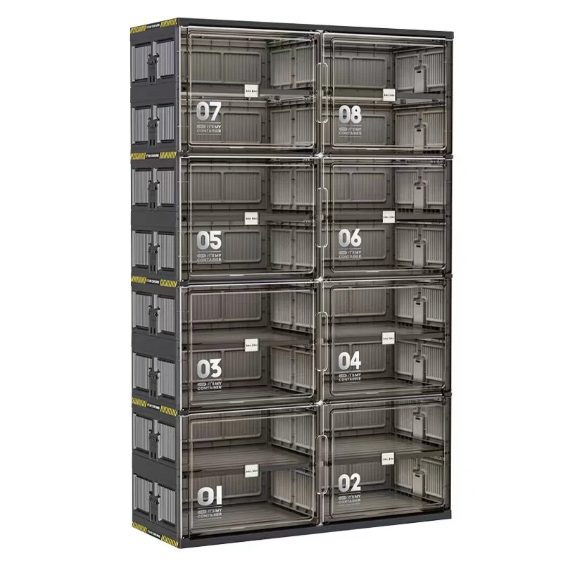 

Двухрядный 8-этажный 8-дверный шкаф для обуви, шкаф для хранения в спальне, складной пластиковый шкаф для обуви