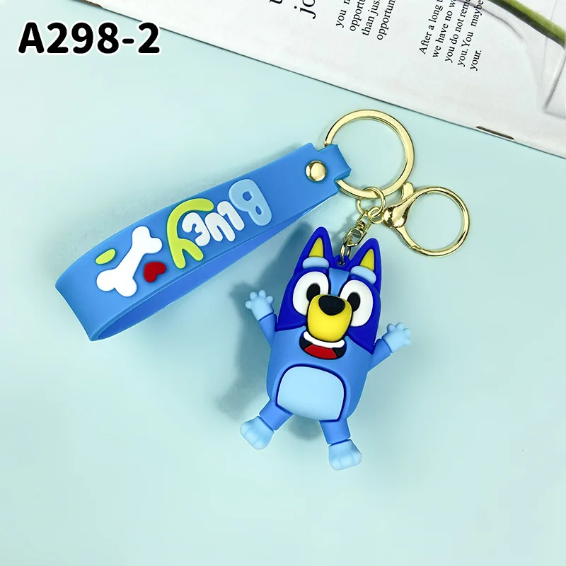 MINISO Cute Cartoon Blue Dog Creative Keychain Couple Backpack Pendant Men\'s and Women\'s Car Key Decoration Children Party Gift