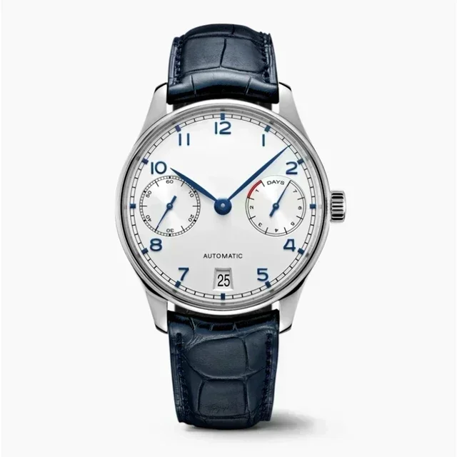 Men's Automatic Mechanical Watch Stainless Steel Blue Black Leather 42mm for Bathing Accessories