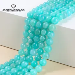 Natural Clear Ice Amazonite Gems Beads Round Loose Stone Beads For Jewelry Making DIY Bracelet Necklace Accessory Findings 15