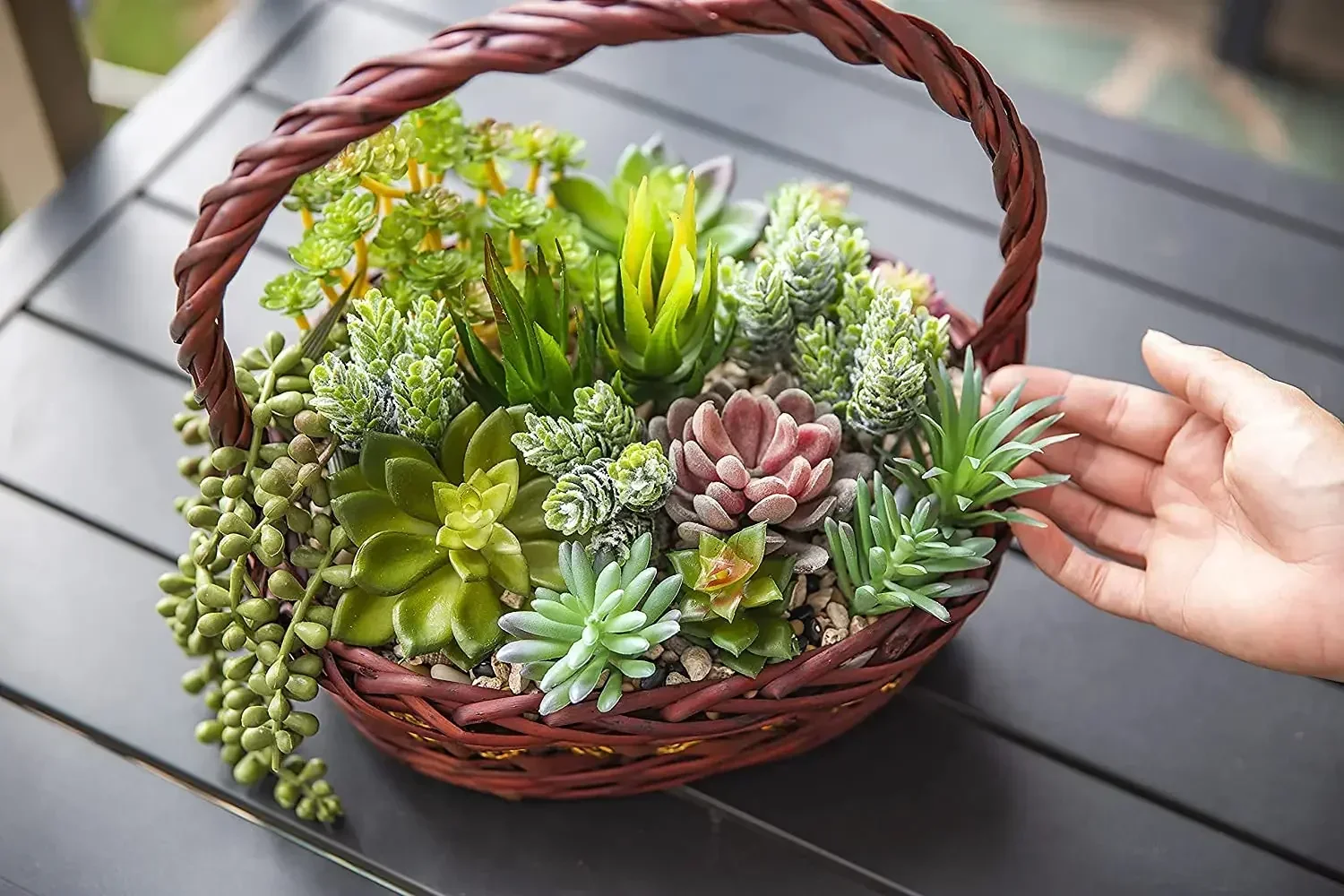Pack of 19 Artificial Succulent Plants Faux for Indoor and Outdoor  Home Office Party Decoration Flocking Texture