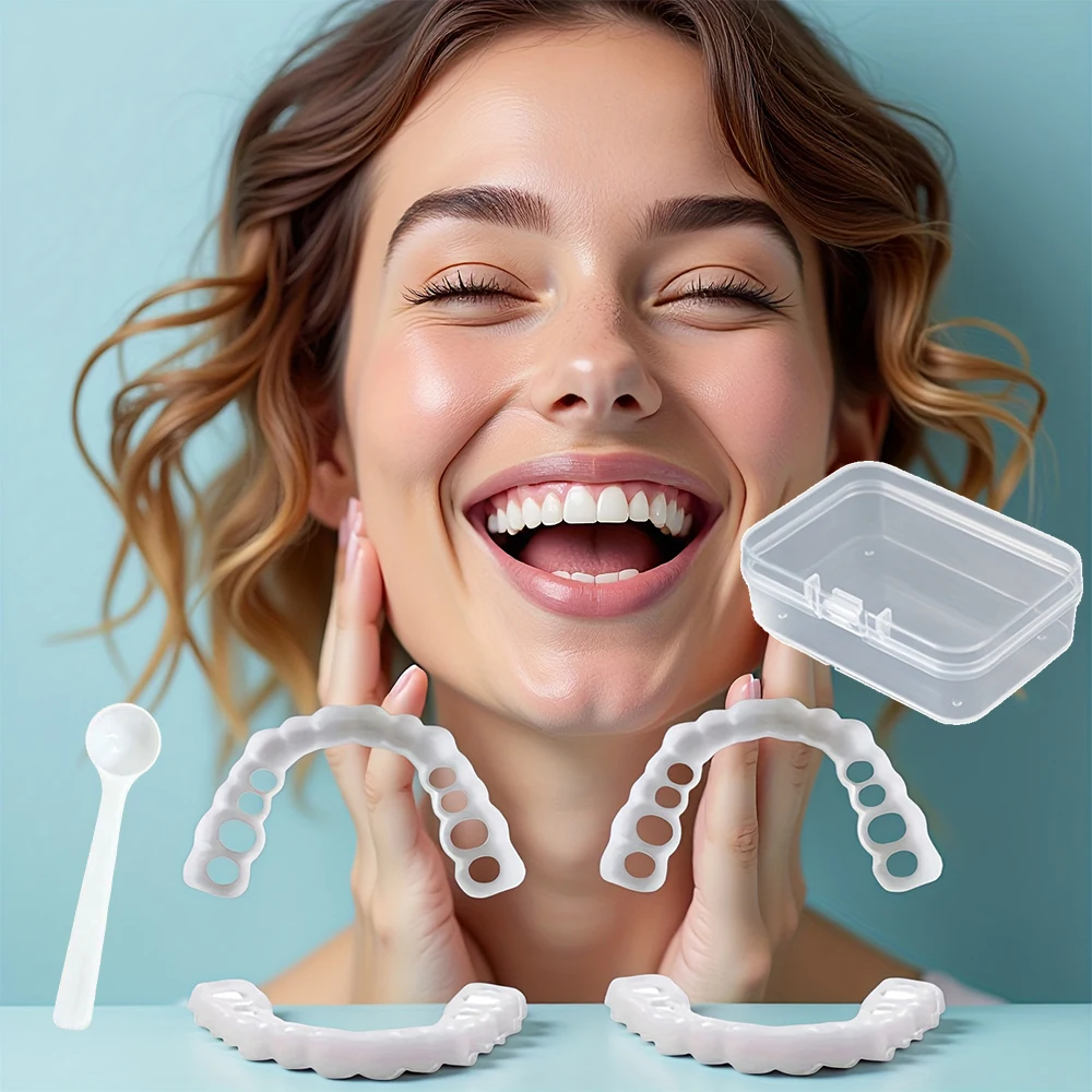 Portable Travel Teeth Veneers, Reusable Instant Smile False Teeth Cover, Compact size easy storage for trips H2931