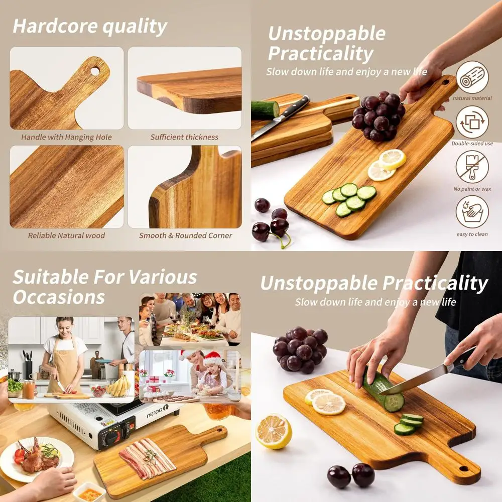 

Acacia Wood Cutting Boards, 10-Piece Set, 15.8x7.7 Inch, Kitchen & Serving Boards for Meat, Cheese, Vegetables, and More