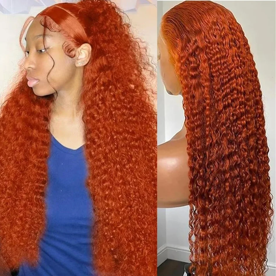 

Волнистые парики из натуральных волос Water Wave Ginger Orange 13x4 13x6 с кружевной передней частью, цвет 350, для женщин