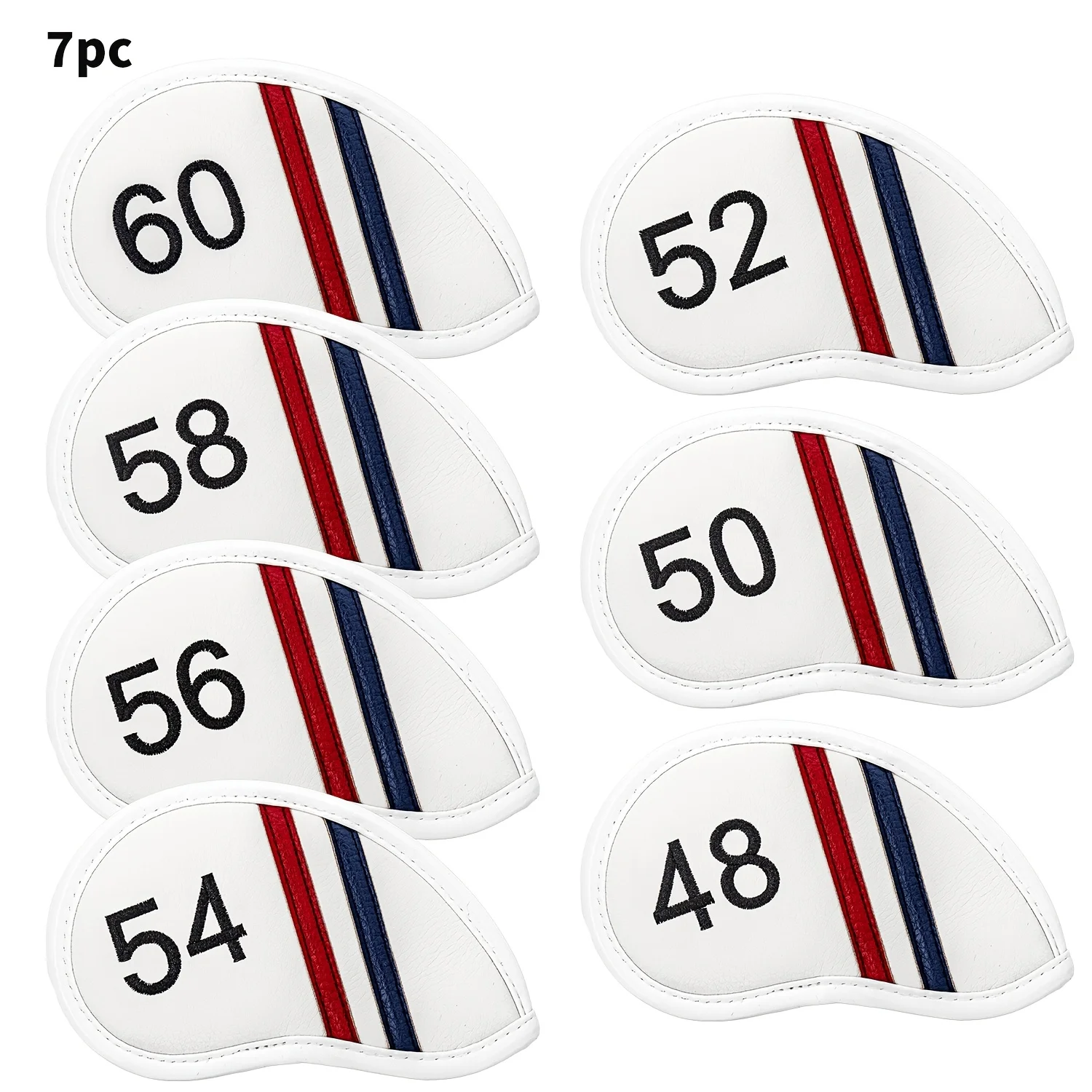 7pcs Golf Iron Head Covers with Closure, Fleece Lining for Full Protection, Suitable for 48, 50, 52, 54, 56, 58, 60 Irons