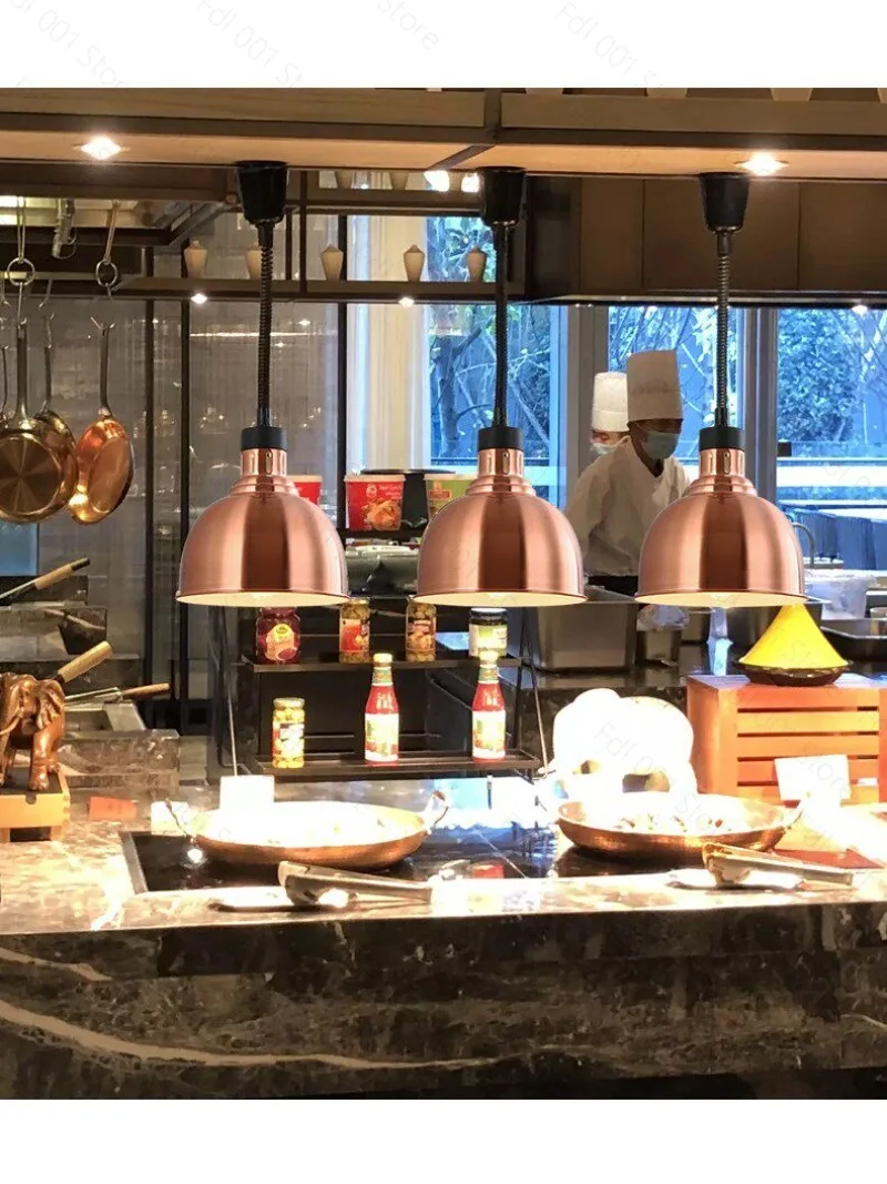 Restaurant chandelier single head telescopic hot pot barbecue shop supermarket food buffet restaurant heating lifting insulation