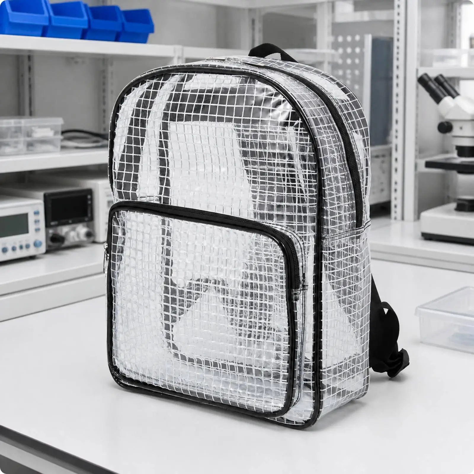 See Through PVC Rucksack Anti Static Mesh Backpack with Padded Laptop Sleeve for 17 Inch Notebook Work Commute School Bag