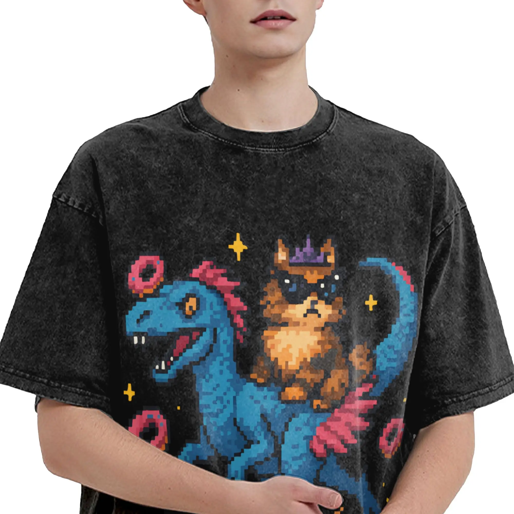 Carl And The Princess Donut and Mongo Dungeon Crawler Carl  Merch Washed T Shirts for Men Women Streetwear Hip Hop T-Shirts