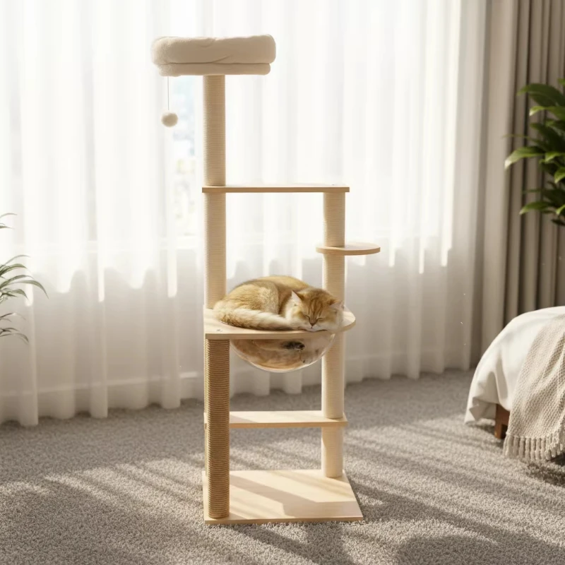 

Scratcher Mat Cat Tower Scratcher Luxury Wooden Supplies Cat Tower Scrapers Things Towers Toys Rascador De Gatos Cat Furniture