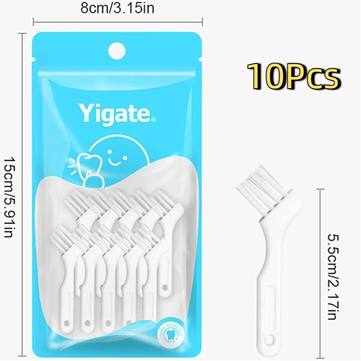 Multi-Layered Bristles Non-Slip Ergonomic Orthodontic Oral Care 10pcs Mini Denture Cleaning Brush Toothbrushes False Teeth Brush