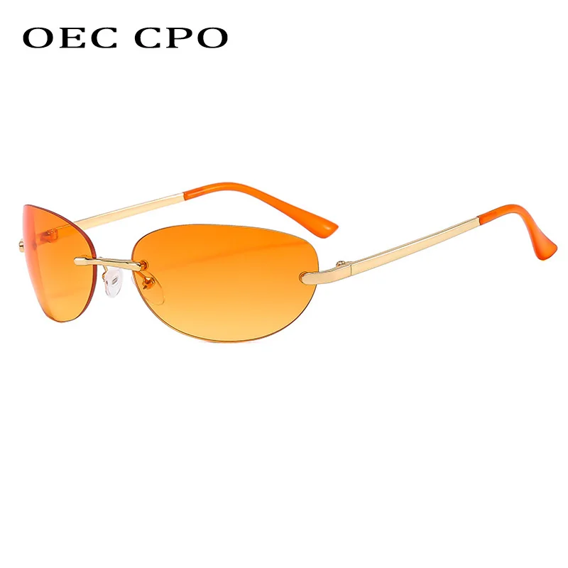 Punk Rimless Sunglasses For Men Women Fashion Mirror Cat Eye Sun Glasses Female Shades Frameless UV400 Travel Outdoor Eyewear