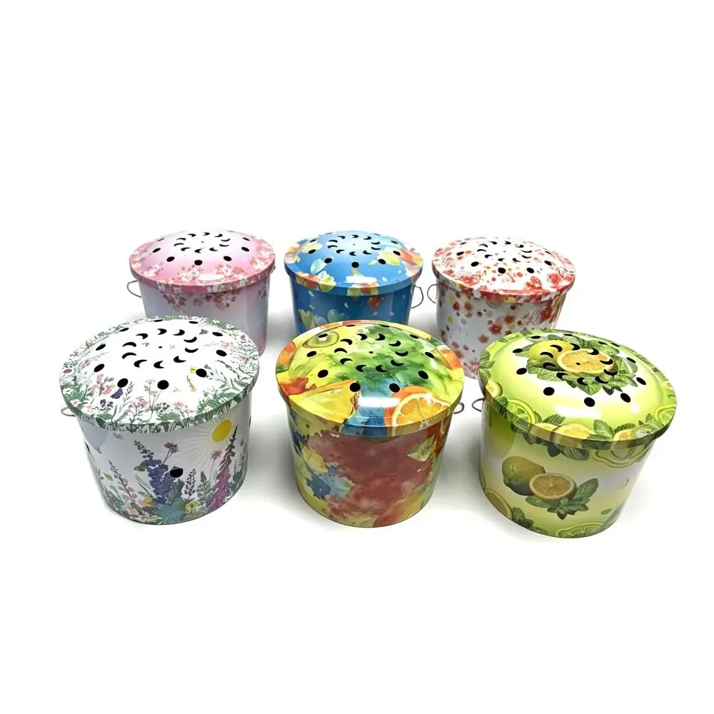 Metal Mosquito Coil Holder Cartoon Anti Scald Mosquito Coil Storage Box with Lid Hanging Handle Incense Coil Burner