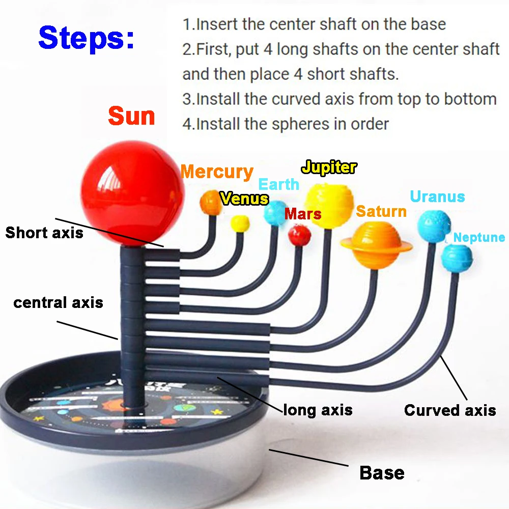 3D Creative Ball Stand Set Science Project Educational Toy Kids Astronomy Child Toys DIY 9 Planets Solar System Model