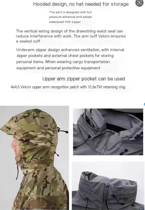 AlphaJacketGen2 Wasserdichte Alpha-Hartschalenjacke, taktische Armee-Fan-Jacke, winddichte Jacke zum Aufladen – Detail 3