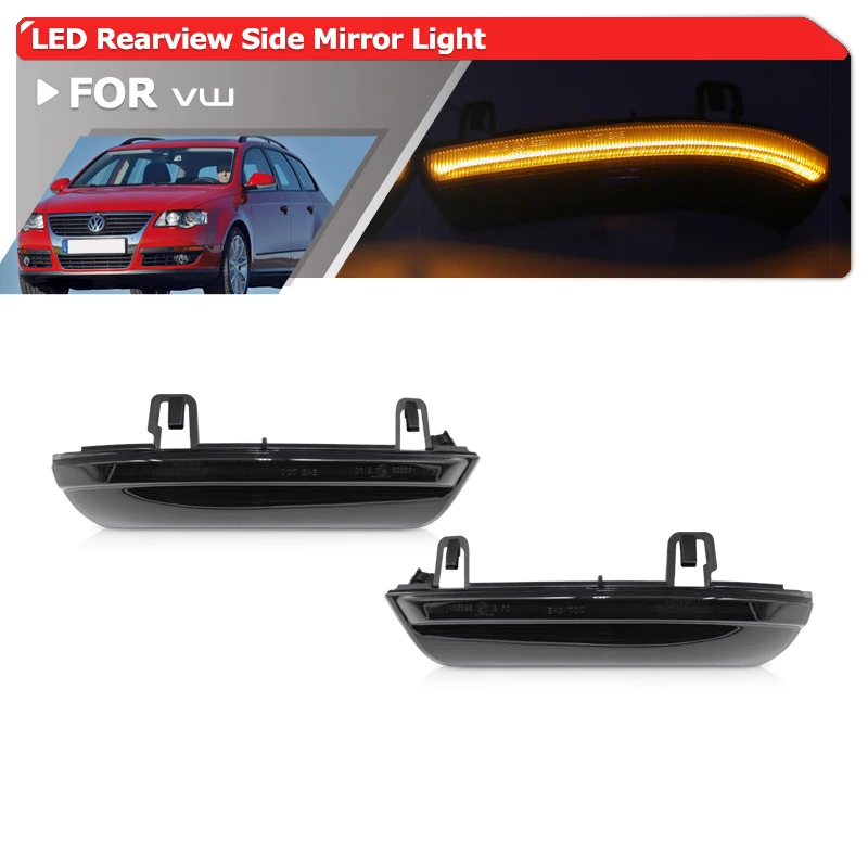 

Smoked Dynamic Amber Led Side Mirror Blinkers Light For Skoda Superb 3U For VW Passat B6 Glof 5 6 MK5 MK6 GTI EOS Rabbit Sharan