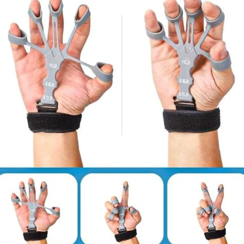 Handgriff 5-Finger-Übungsgerät, Krafttraining, Kraft, Unterarm-Rehabilitation, Silikon-Trainer, verstellbarer Stärker für das Handgelenk – Detail 7