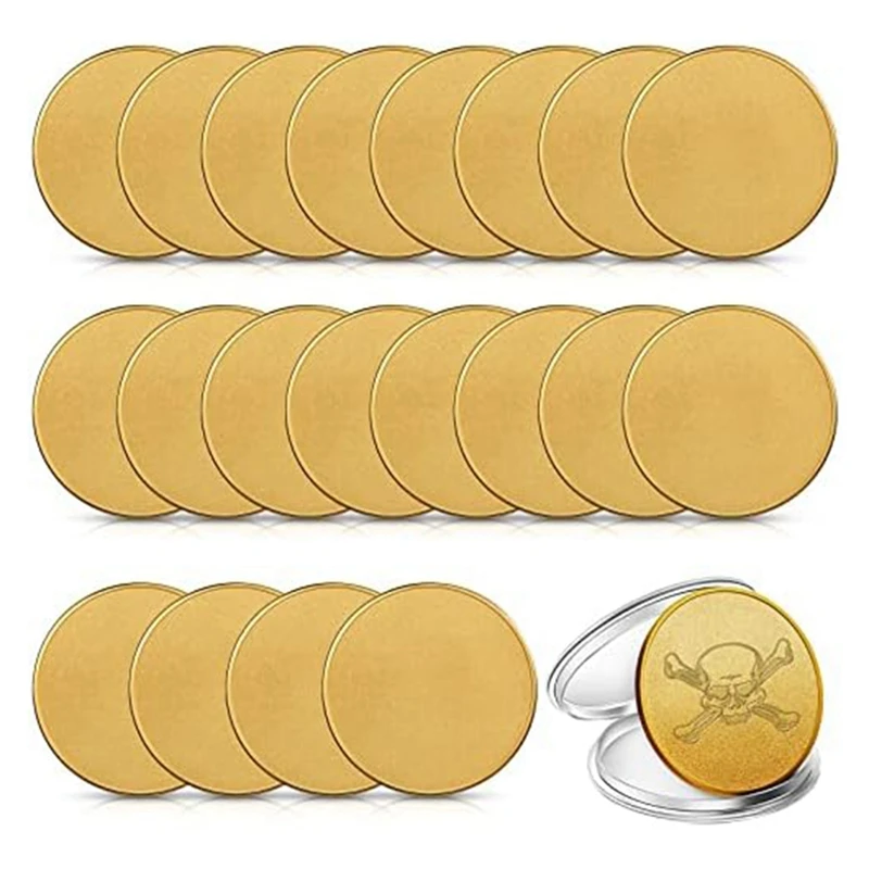 20 Pieces Blank Coin Threaded Edged 40 Mm With Acrylic Protection Box Laser Engravable Pattern Easy Install (Gold+Silver)