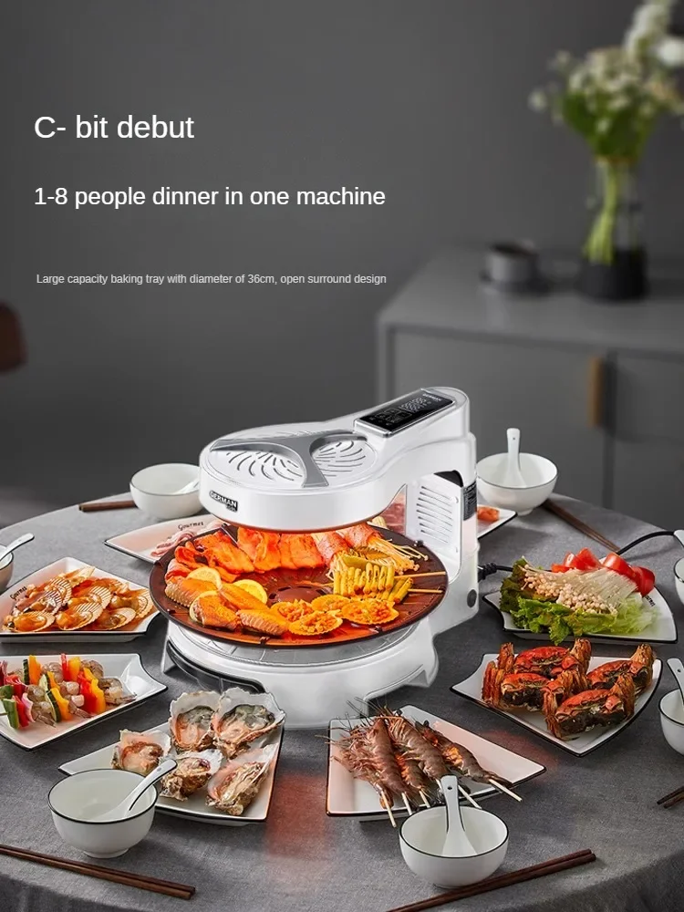 household smokeless barbecue grill,skewer machine,automatic rotating barbecue tray,electric barbecue machine,barbecue pot