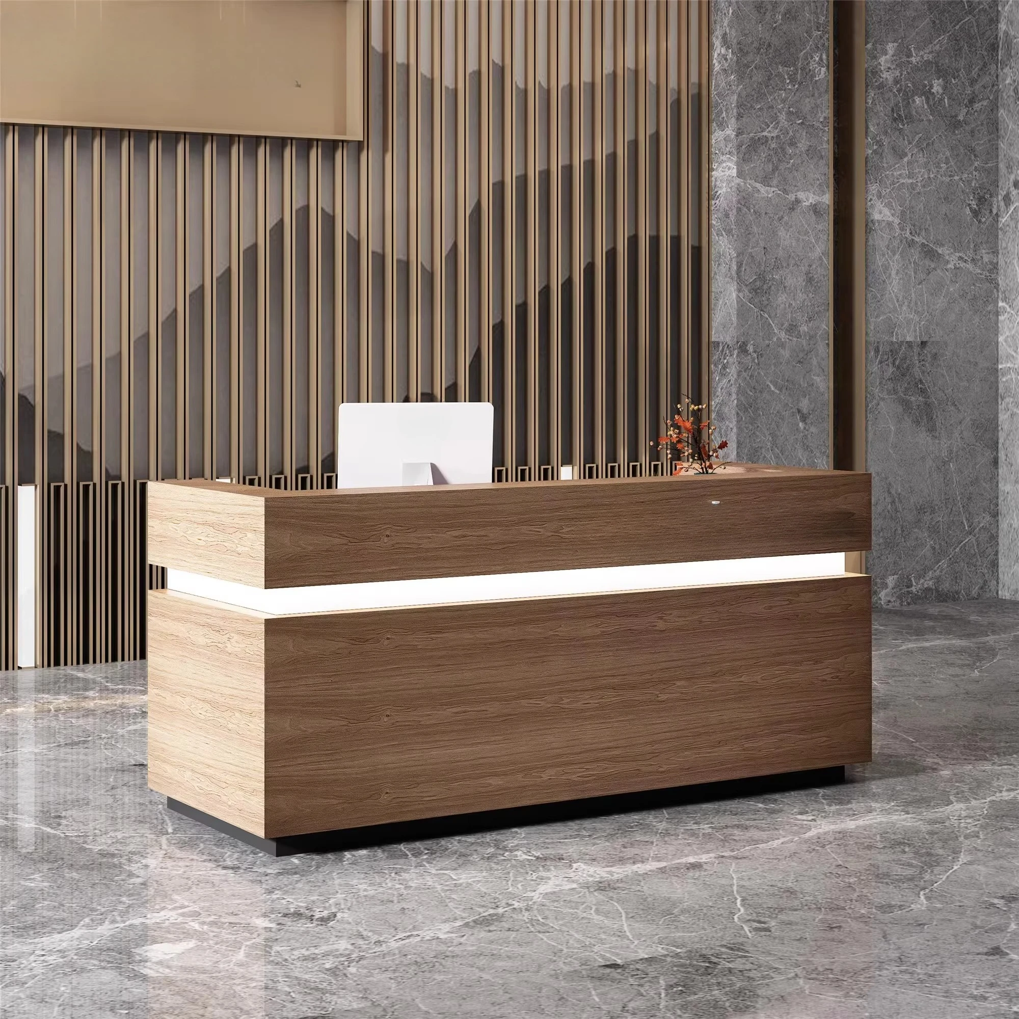 &c High End Wooden Office Furniture Building Lobby Reception Desk Restaurant Cashier Counter Boutique Front Desk