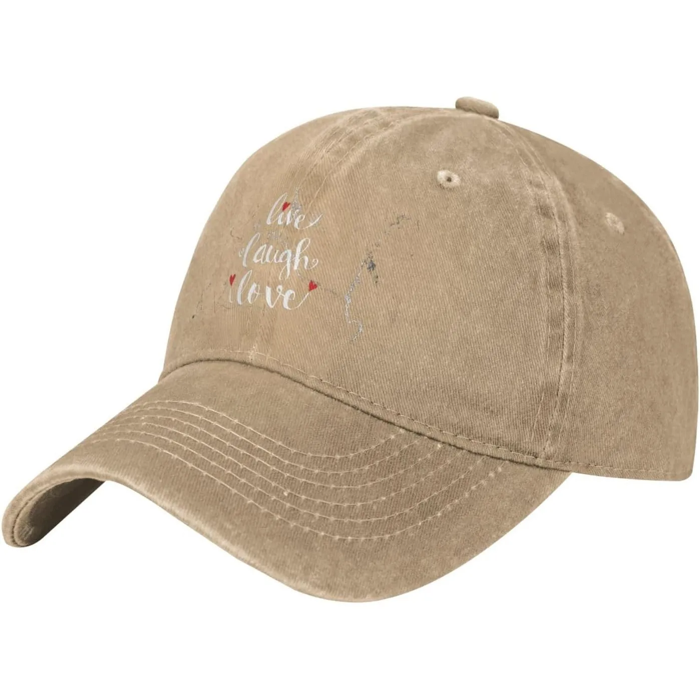 Live Laugh Love Washed Cotton Baseball Cap Distressed Dad Hat Casual Outdoor Golf Cap
