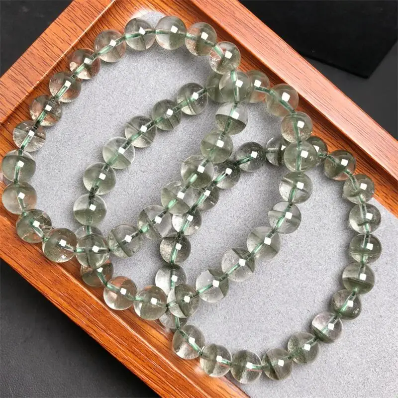9MM Natural Green Garden Quartz Bracelet Fortune Energy Bangle Mineral String Woman Amulet Jewelry Healing Gift 1pcs