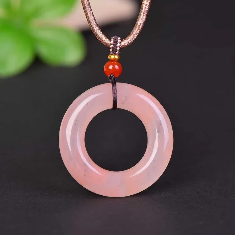 

Classic natural jade exquisite safety ring fashion pendant necklace men's women's jewelry with chain couple birthday holidaygift