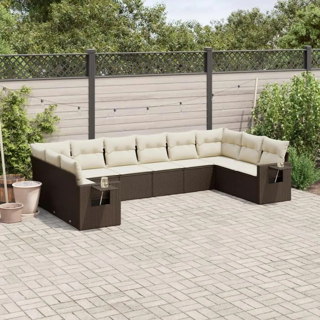 

Garden Sofa Set Brown PE Rattan Large Modular Outdoor Couch Furniture for Patio Balcony Deck Garden Relaxation Seating