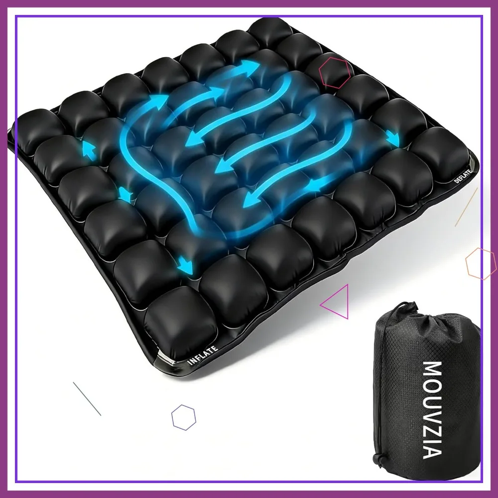 

Inflatable Seat Cushion for Airplane Travel - 42 Air Cells, Ergonomic Support up to 380 lbs for Car, Office, Wheelchair