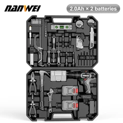 Nanwei Multi-functional Household Cordless Drill Set Combo Pack DIY Handheld Drill Household Tool Kit
