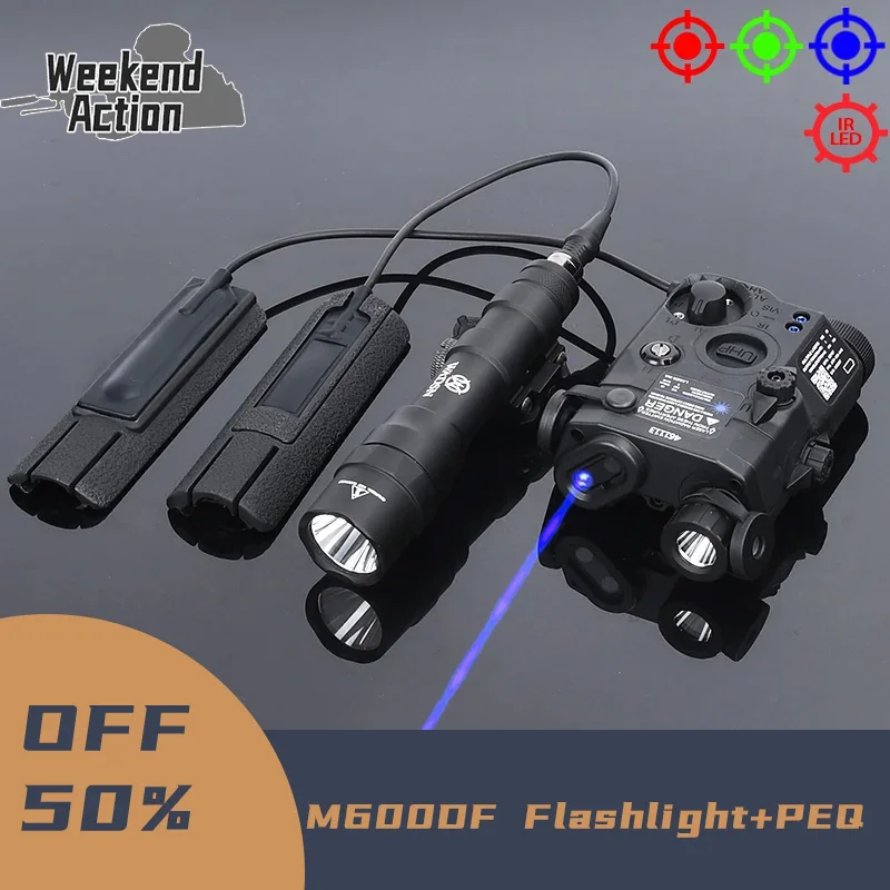 Tactical PEQ Laser Red Green Blue Laser IR Light M600 M600DF Flashlight 1400lumens White Light With Tail Card Slot Fit 20mm Rail