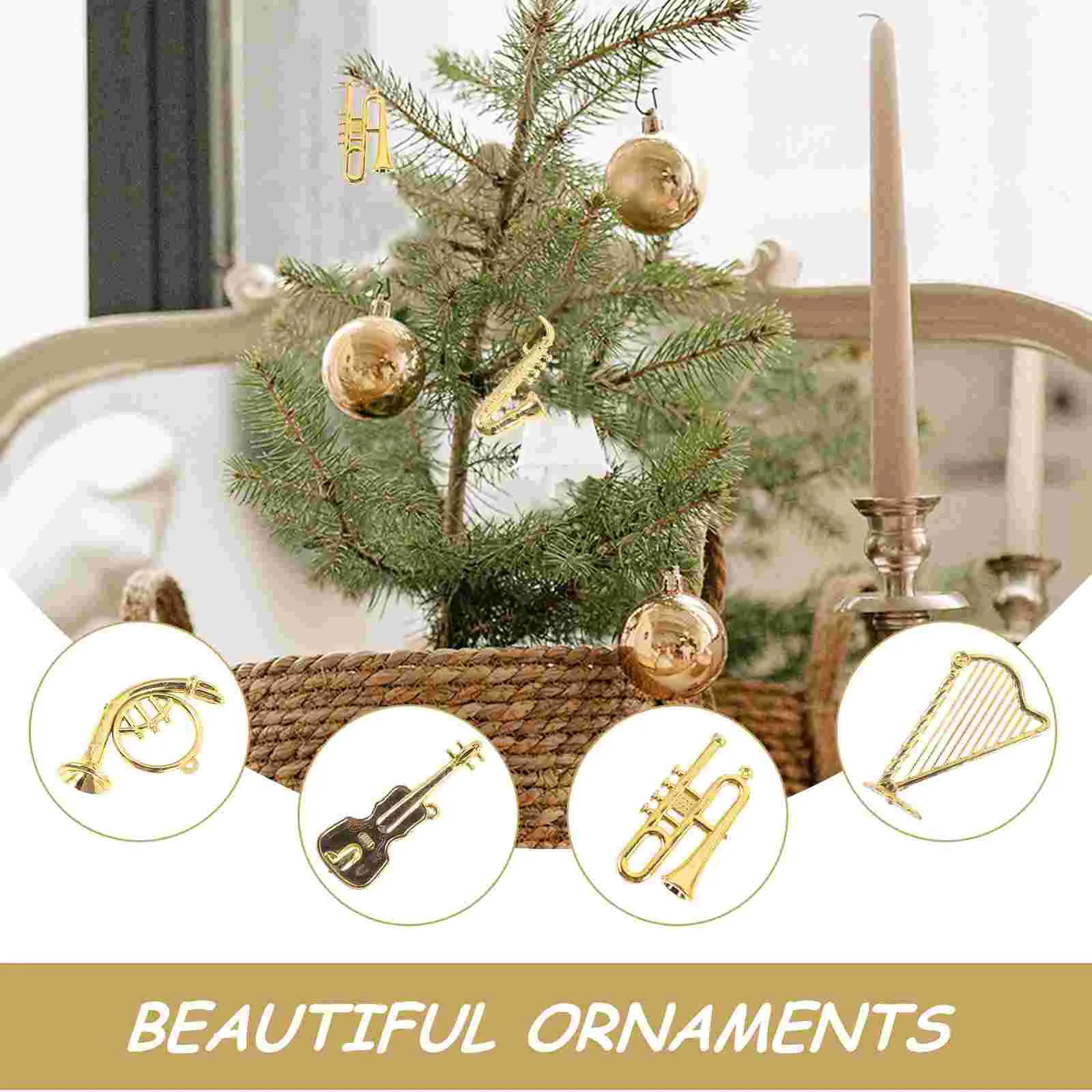 14 Pcs Decorate Christmas Tree Decoration Small Ornaments Father Micro - Miniature Music Instruments Acrylic For Xmas