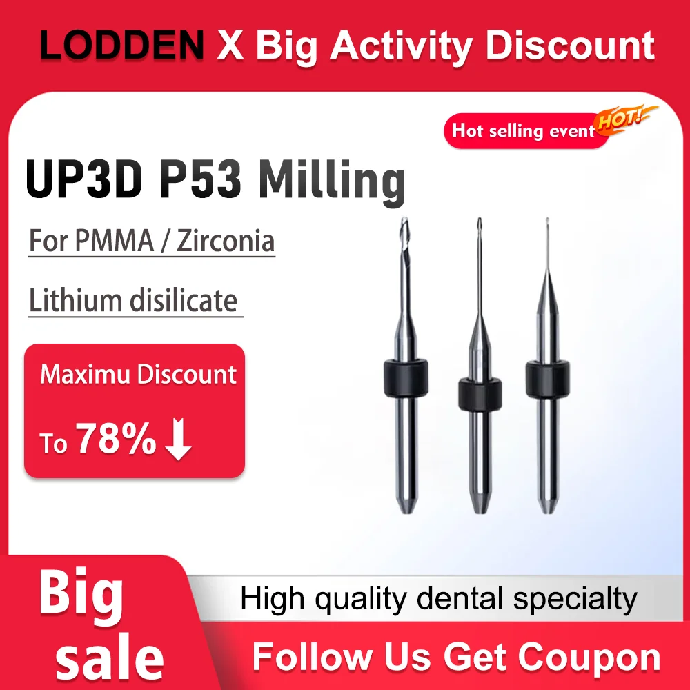 

UP3D P52/P53 For Zirconia PMMA Dental Lab Grinding Dental Burs Milling Diamond DC Coating D4 CAD CAM UP 3D P 52 Milling Drills