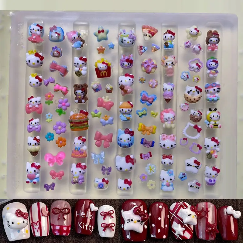 Cute Cartoon Nails Mold 3D Silicone Relief Carving Pochacco Hello Kitty Nail Art Parts Carving Template DIY Manicure Design Tool
