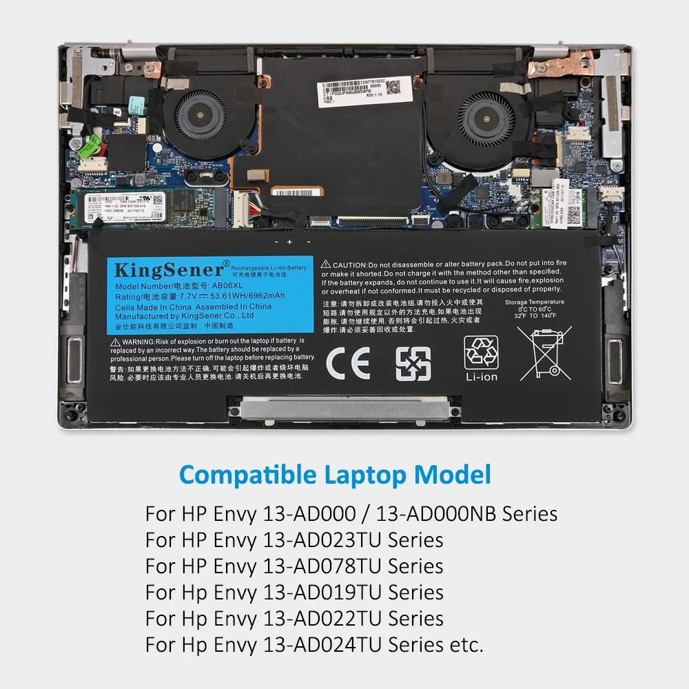 KingSener-batería AB06XL para HP ENVY 13-AD019TU, 13-AD020TU, 13-AD106TU, 13-AD108TU, TPN-I128, 921408-2C1, 921438-855