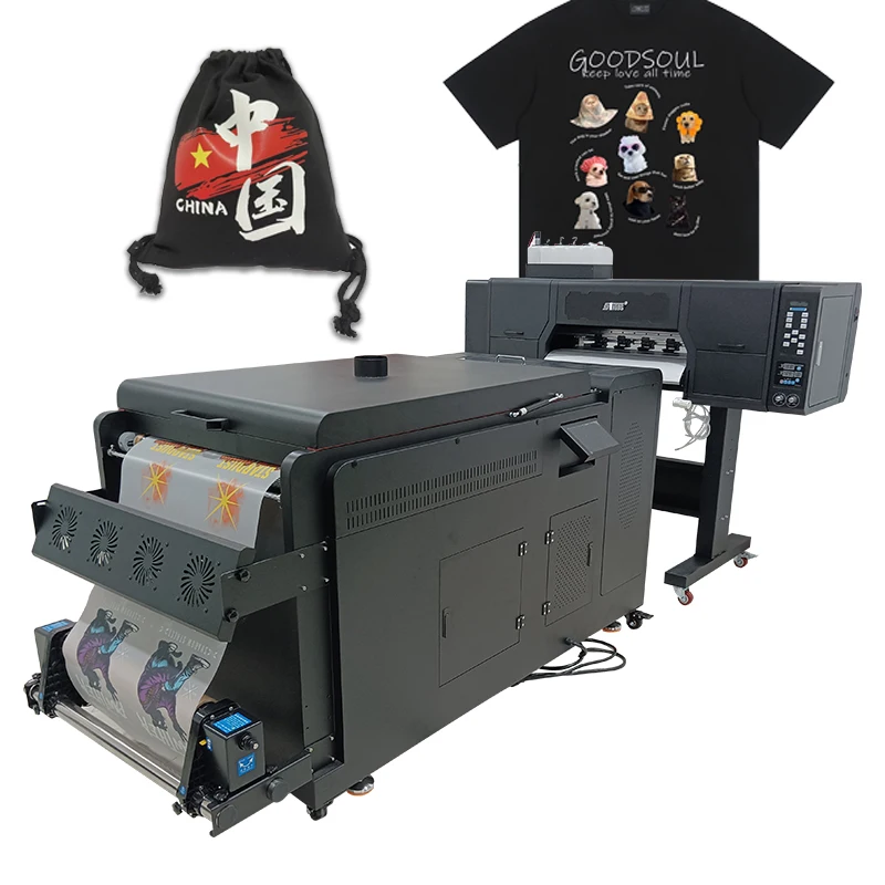 Epson 4 i3200a1 nozzles Smoothly print DTF printer for Jeans bag t-shirt 24 inch wide format printing with auto shaker