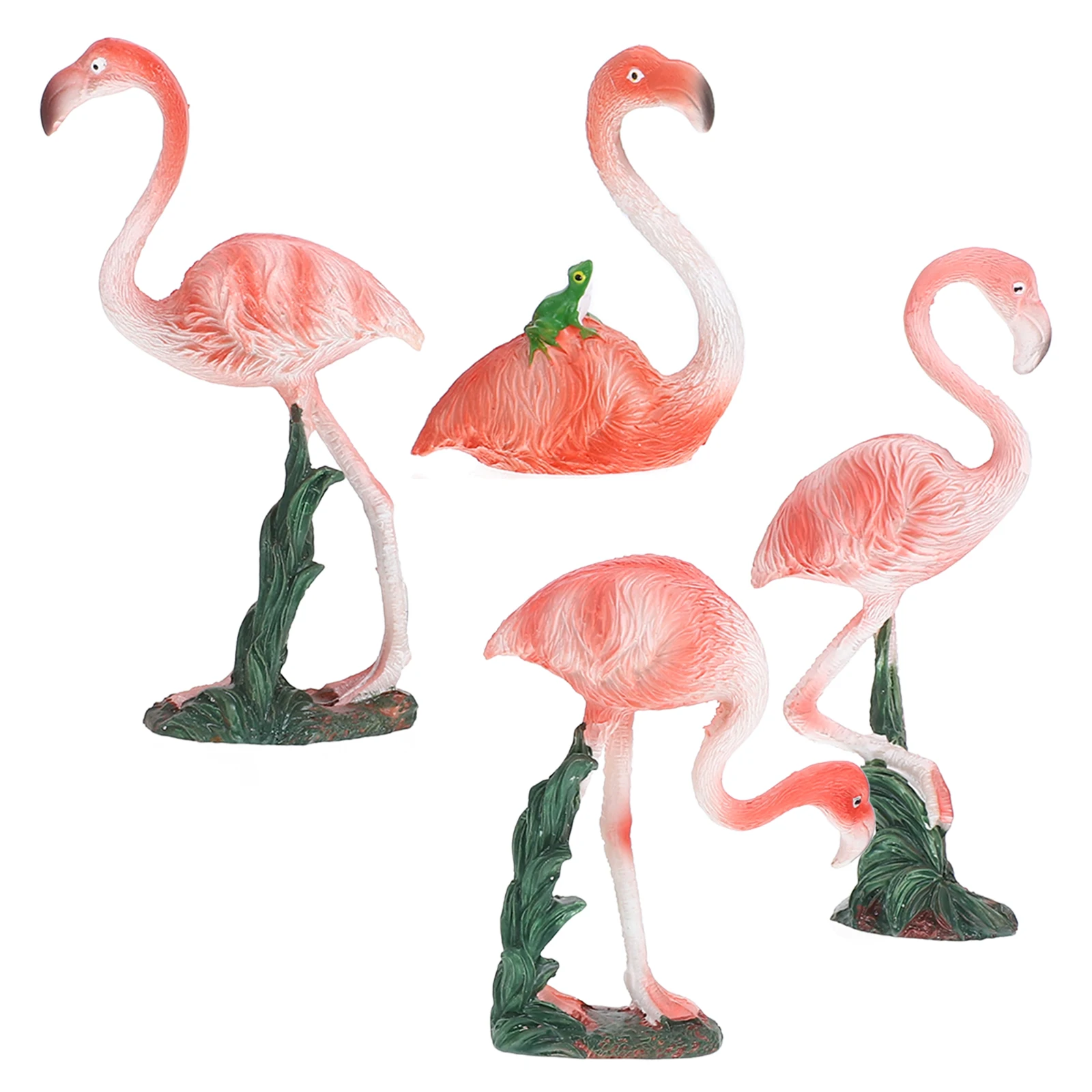 

4pcs Flamingo Garden Statue Small Outdoor Lawn Decoration Terrarium Bonsai Mini Landscape Garden Statue Ornament