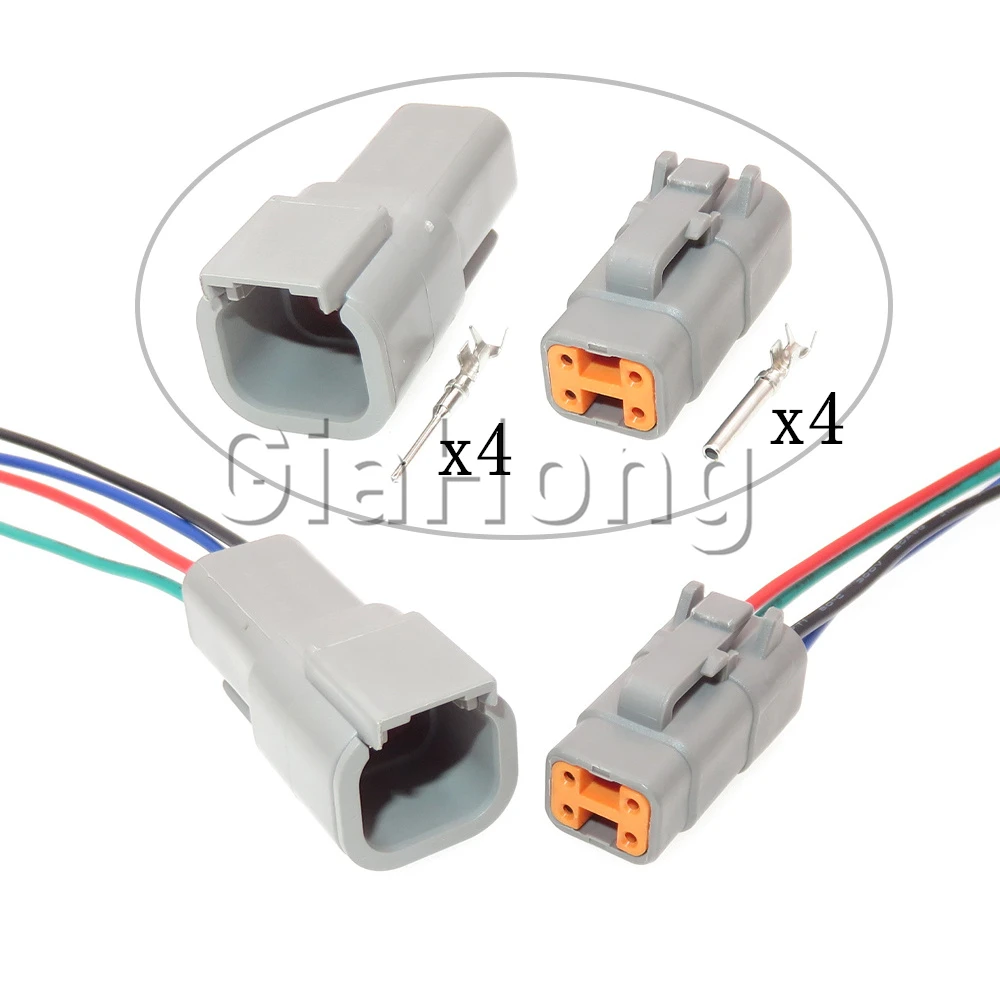 1 Set 4 Ways Starter ATM06-4S ATM06-4P Wiring Terminal Socket For Excavators DTM04-4P DTM06-4S Car High Power Connector