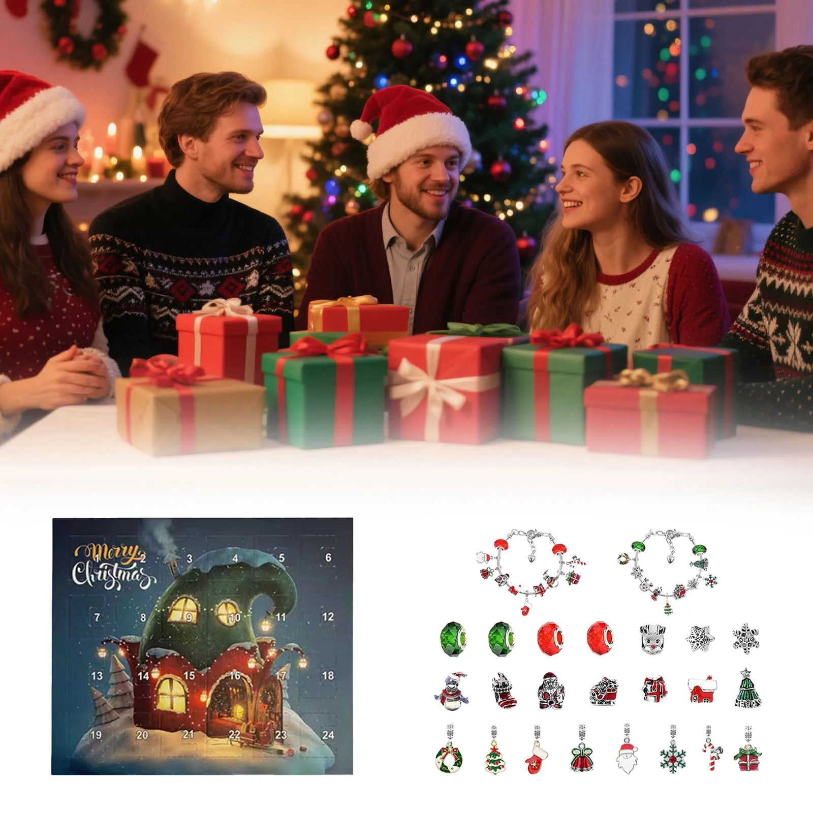 Minuterie de cuisine numérique Double compte à rebours de noël, calendrier de 24 jours, boîte Surprise, ensemble de bricolage de noël, minuterie d'une heure pour enfants