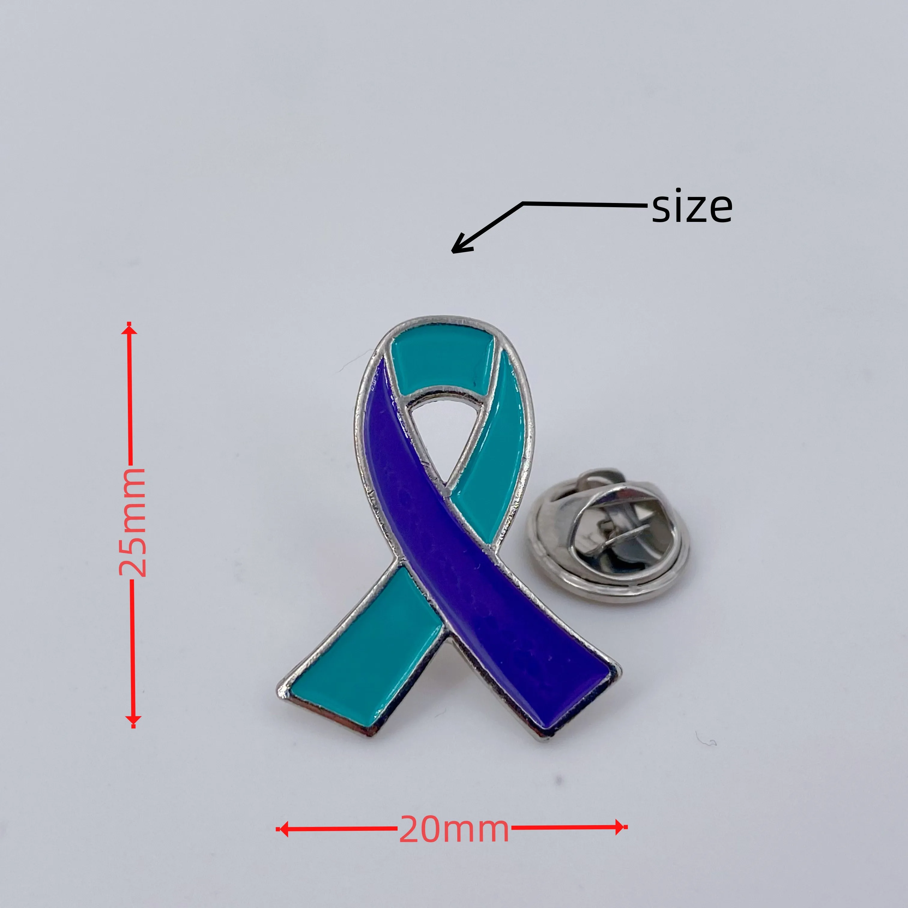 Suicide Prevention Awareness Enamel Pins Teal Purple Ribbon Lapel Brooch Pins Hope Love Ribbon Badge Pins Sexual Assault A view 6
