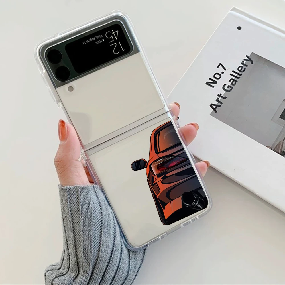 Coole Sportwagen-Comic-Handyhülle für Samsung Galaxy Z Flip 6 ZFlip 8 5 7 Harte Transparente Hülle für Samsung ZFlip4 ZFlip3 – Detail 5