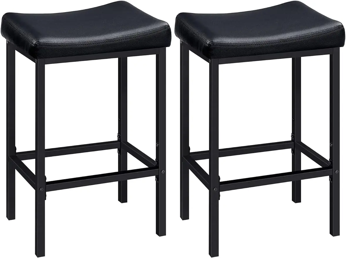 Bar Stools, Set of 2 Bar Chairs Counter Height Stools Saddle Stools with Curved Surface Kitchen Stools 24.8 Inches 2.4" Thick