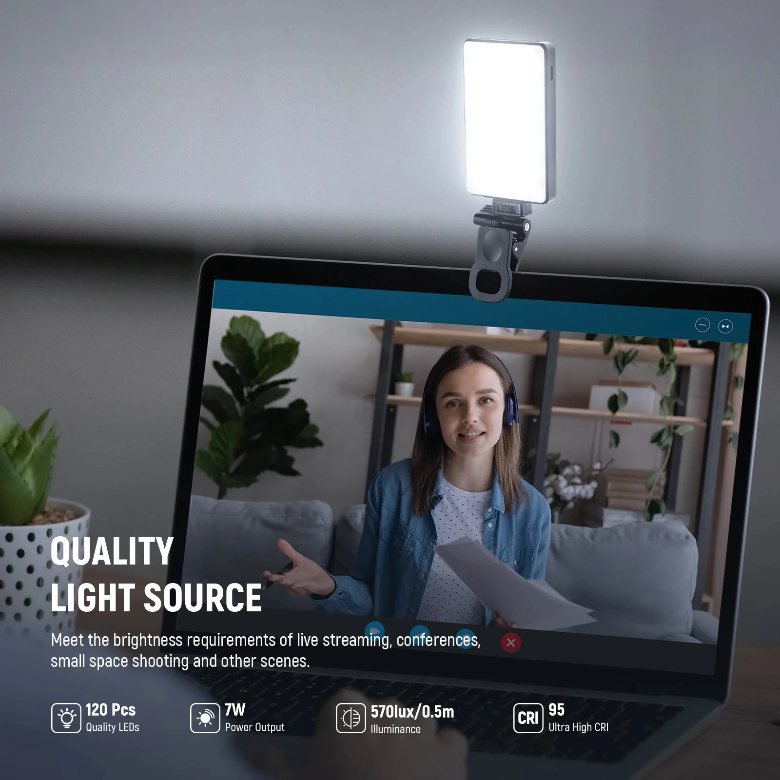 NEEWER BASICS LED Selfie Phone Light, Rechargeable 2500-9000K Clip On Fill Light, Color Films/Diffuser/3000mAh for iPhone Camera